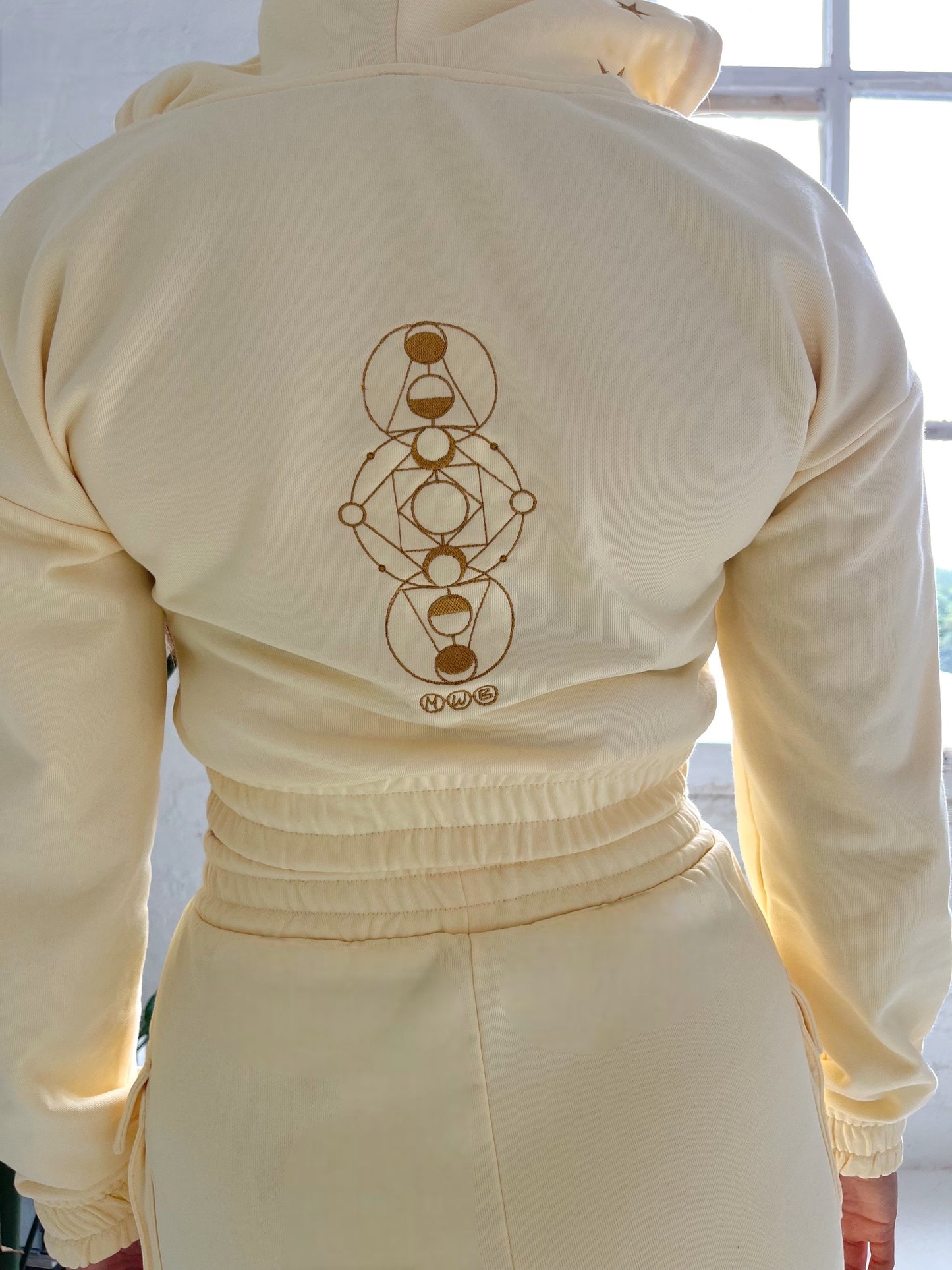 The Moon Phase Pastel Yellow Wrap Style Hoodie