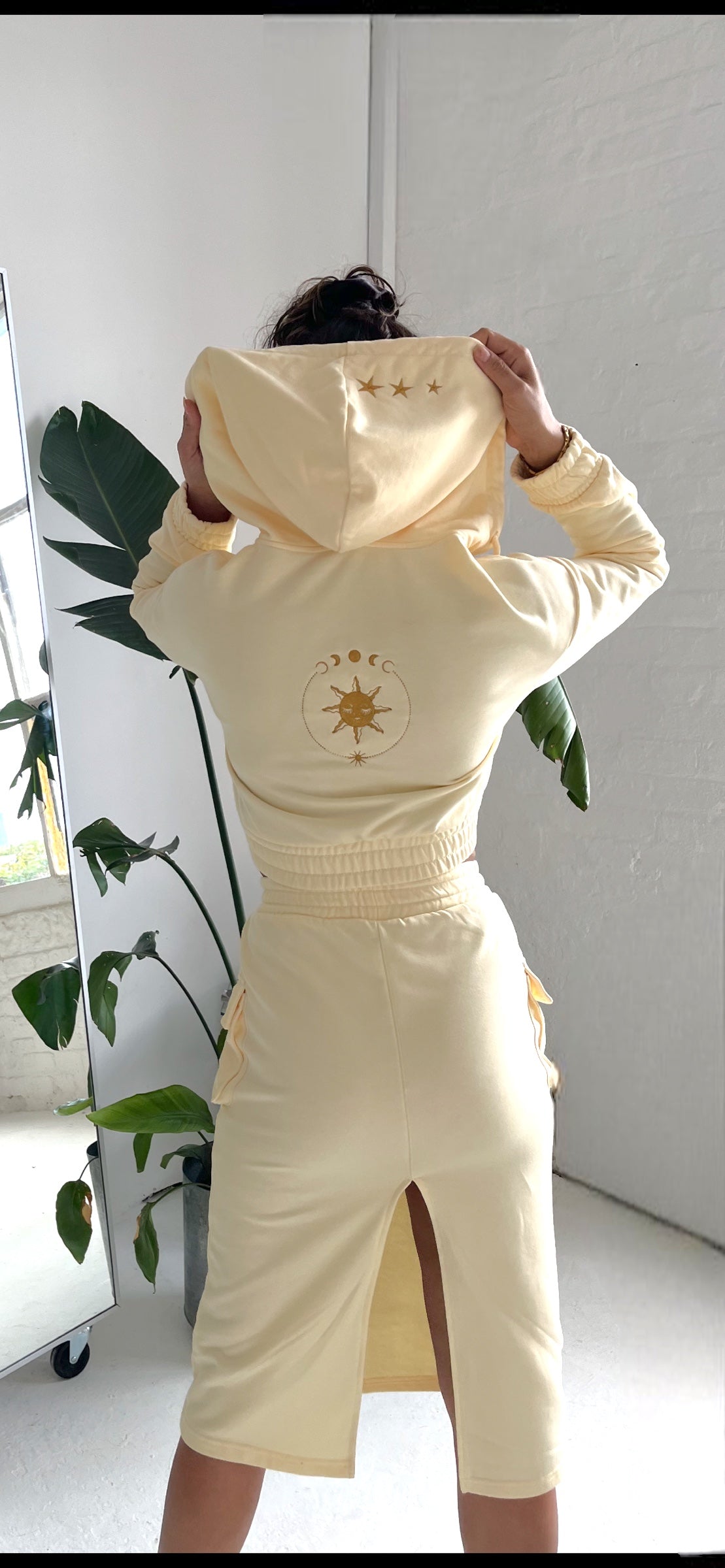 Sun & Moon Pastel Yellow Wrap Style Hoodie