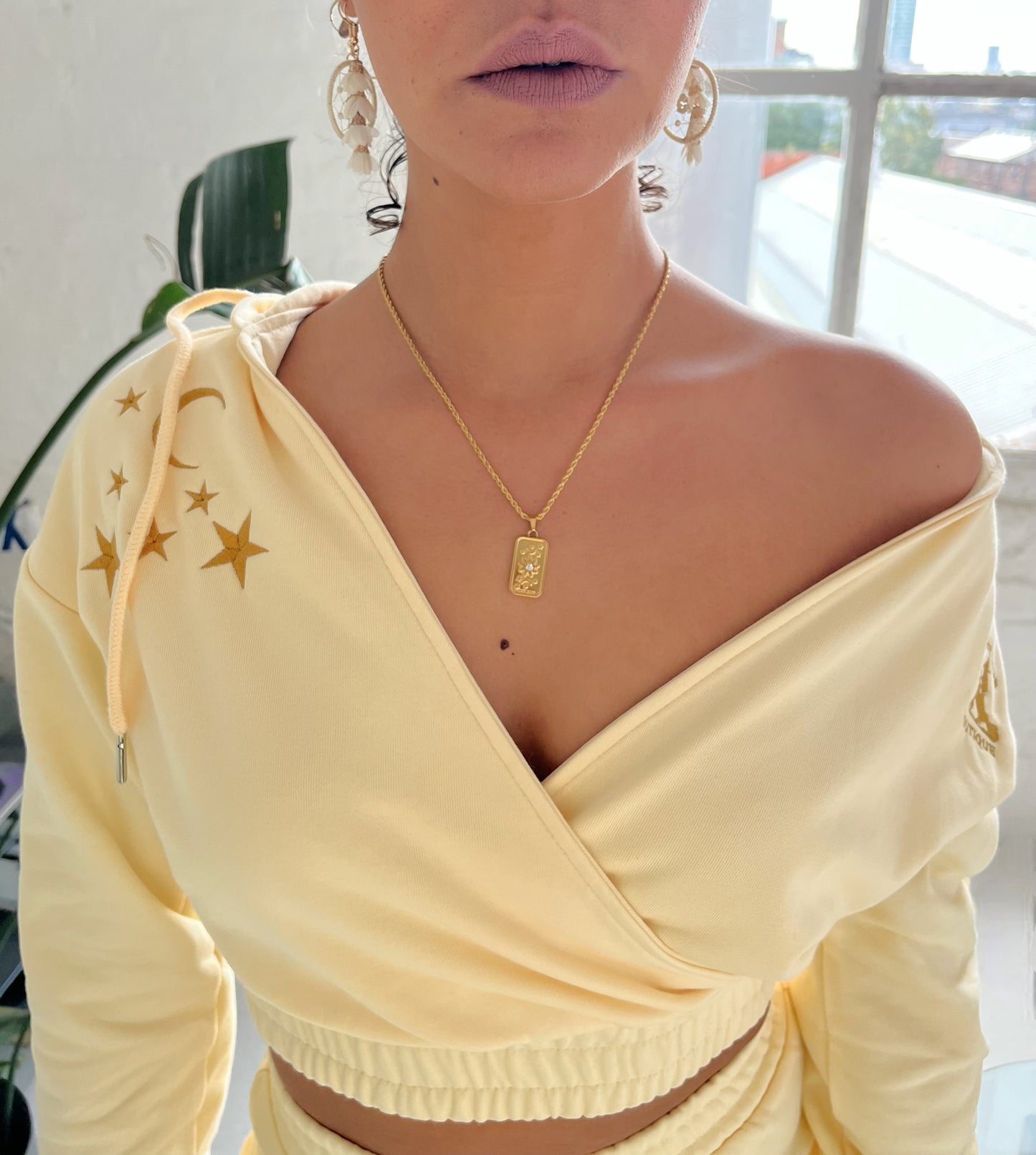 Sun & Moon Pastel Yellow Wrap Style Hoodie
