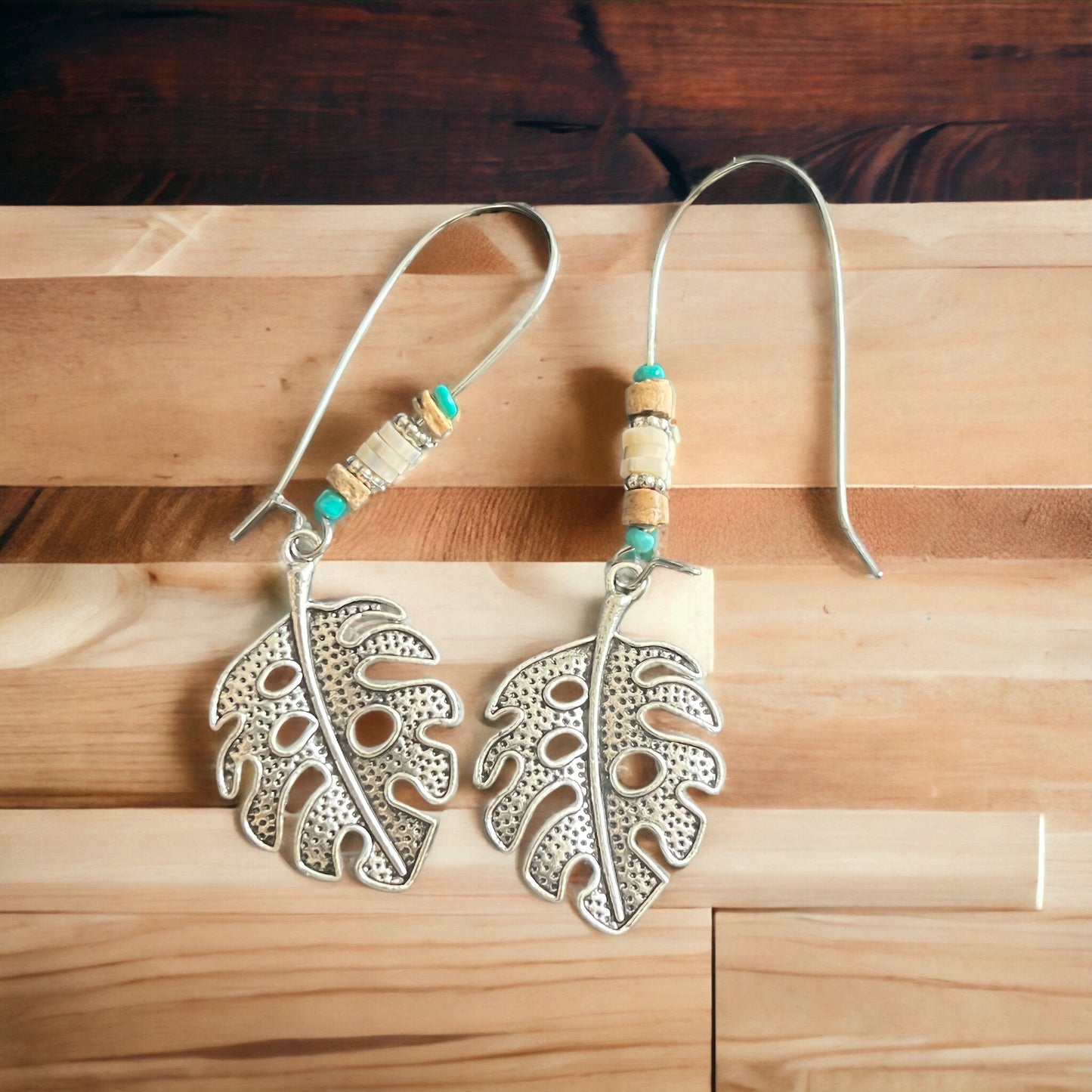 Vintage Style Silver Plated Leaf Earrings
