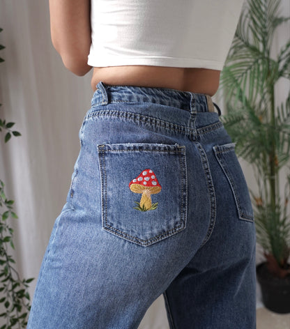 High Waisted Mushroom Butt Jeans