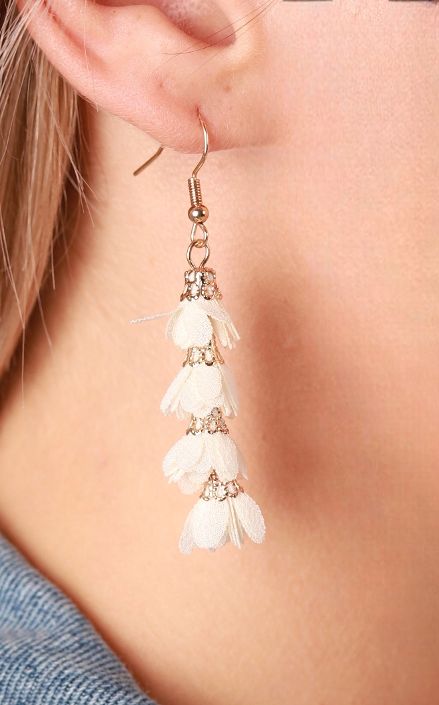 White and Gold Plated Chandelier Earrings