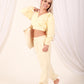 Pastel Yellow Luxury Wrap Style Cropped Hoodie- The Key Of Life