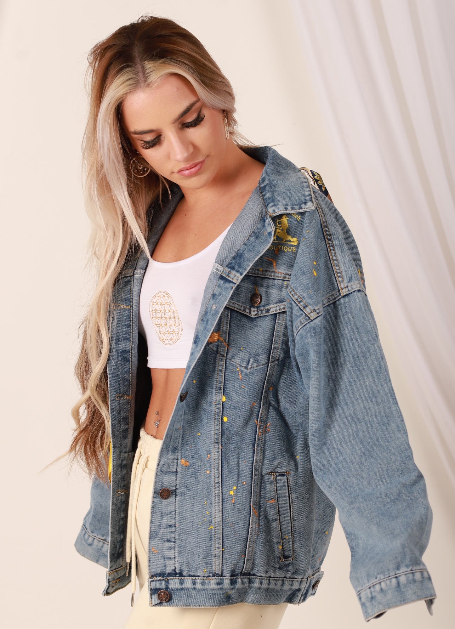 Solar Plexus Chakra- Light Weight Oversized Denim Jacket.