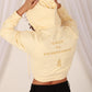 Pastel Yellow Luxury Wrap Style Cropped Hoodie- Unalome