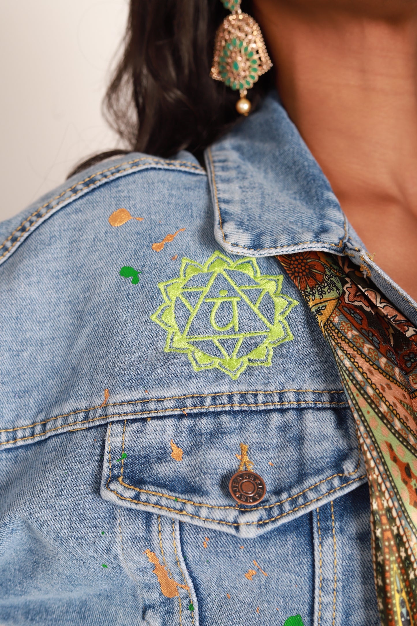 Heart Chakra- Light Weight Oversized Denim Jacket