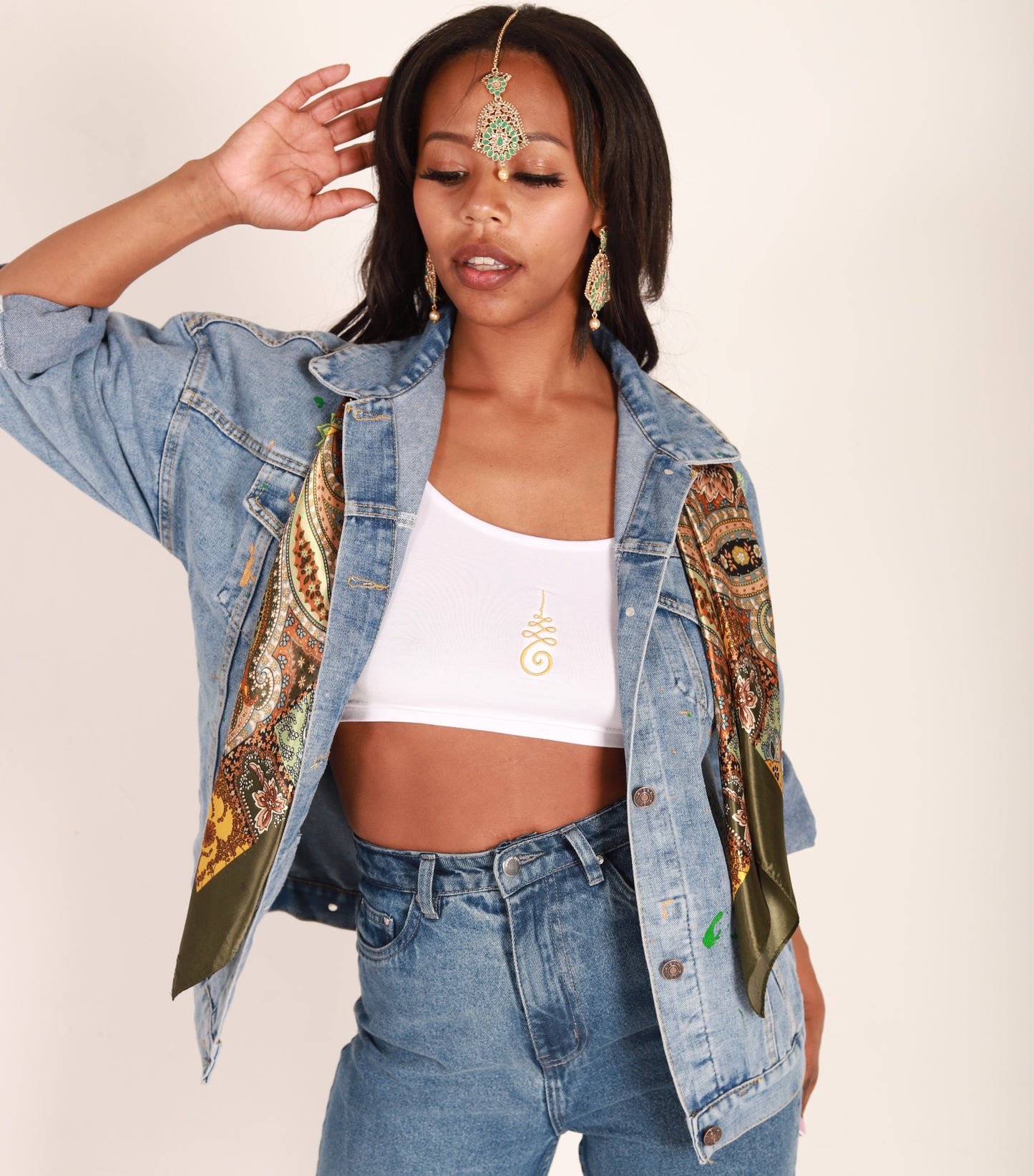 Heart Chakra- Light Weight Oversized Denim Jacket