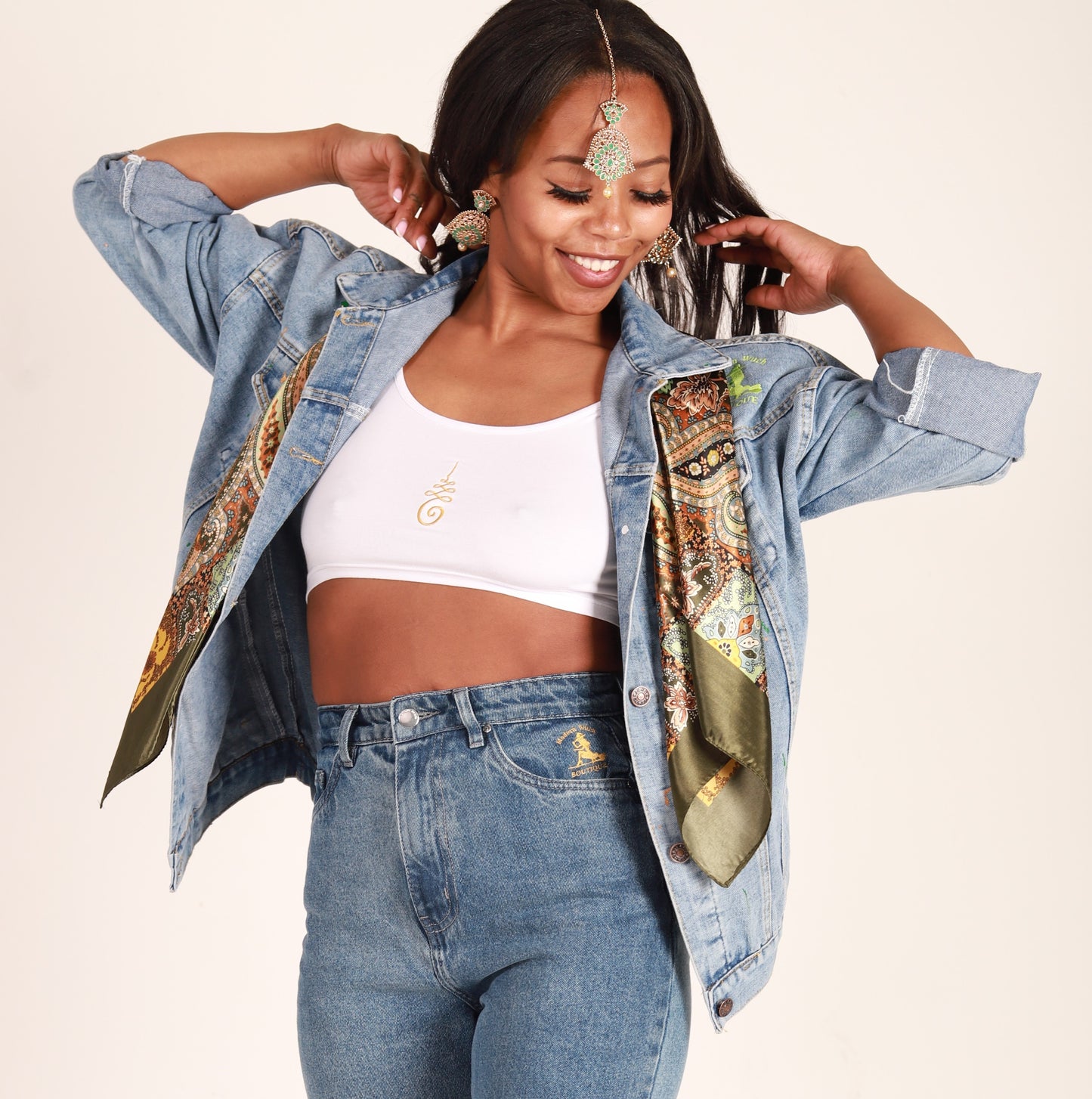 Heart Chakra- Light Weight Oversized Denim Jacket