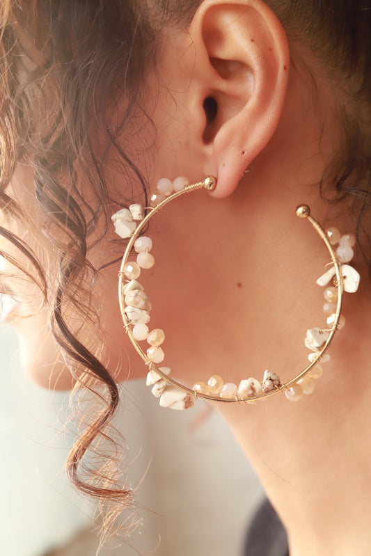 Natural Gemstone Hoop Earrings