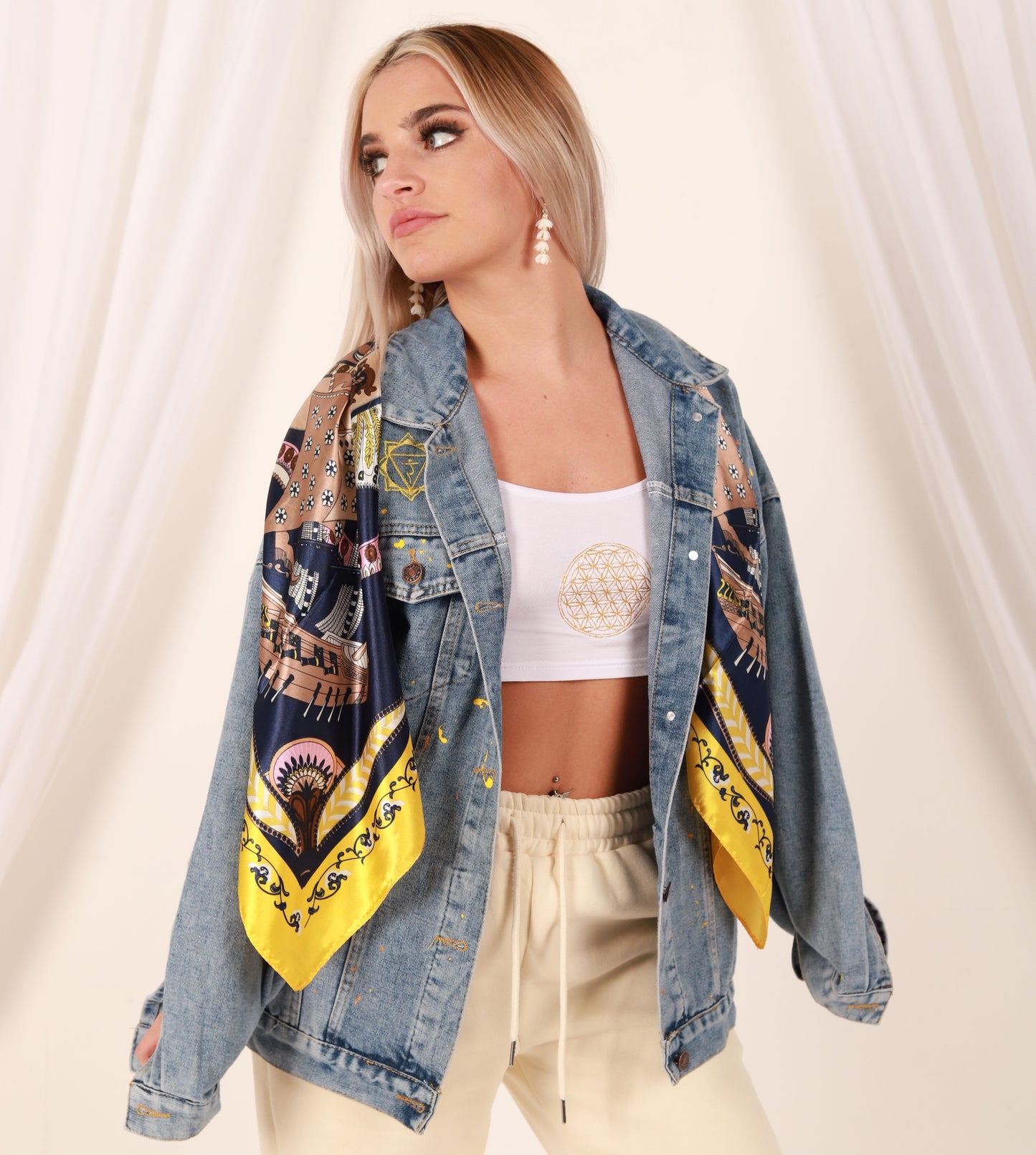 Solar Plexus Chakra- Light Weight Oversized Denim Jacket.