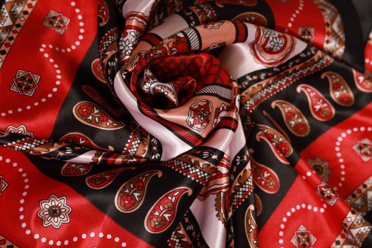 Red Paisley Silky Scarf